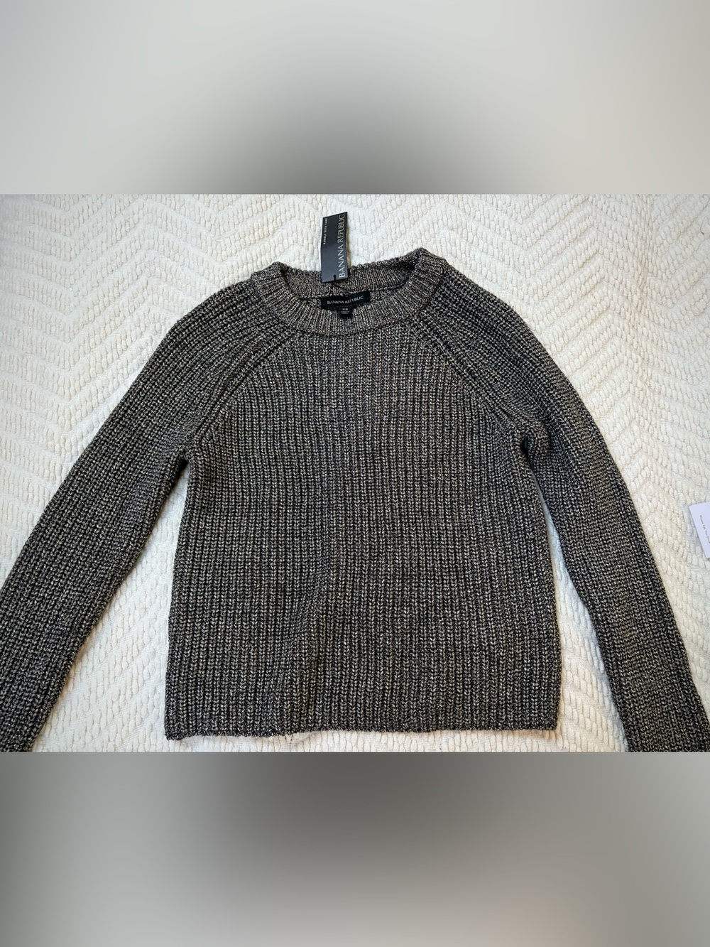 NWT❗️Banana Republic Metallic Thread Charcoal Ribbed Crewneck Sweater